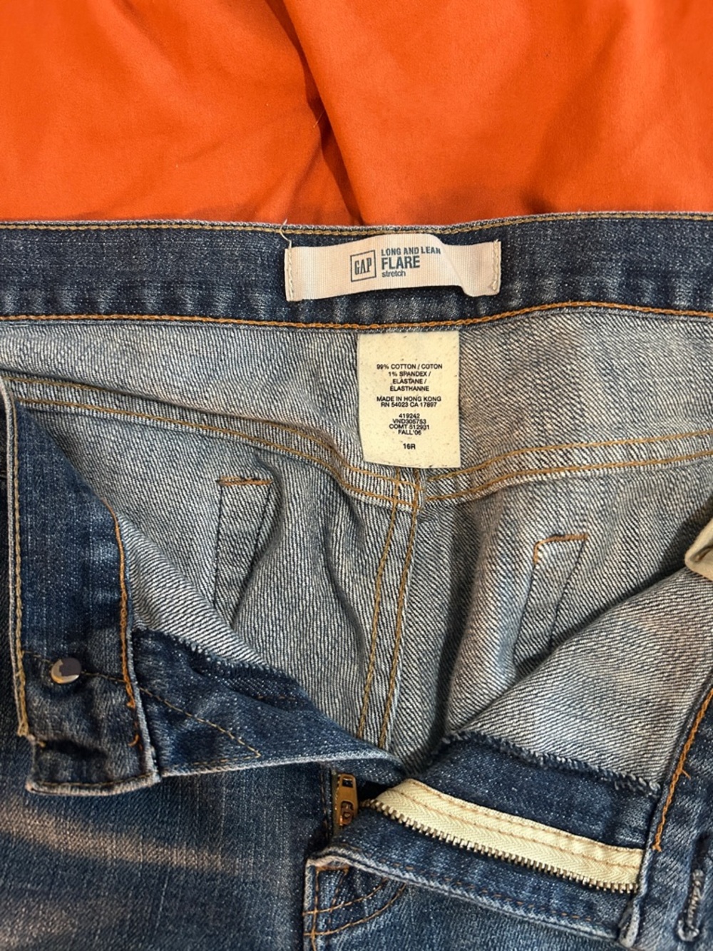 GAP Flare Jeans in Blue with Orange Liner